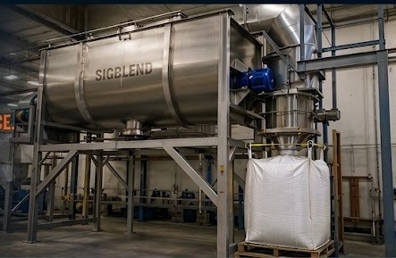 Original SIGBLEND Industrial ribbon blender and bulk packaging station